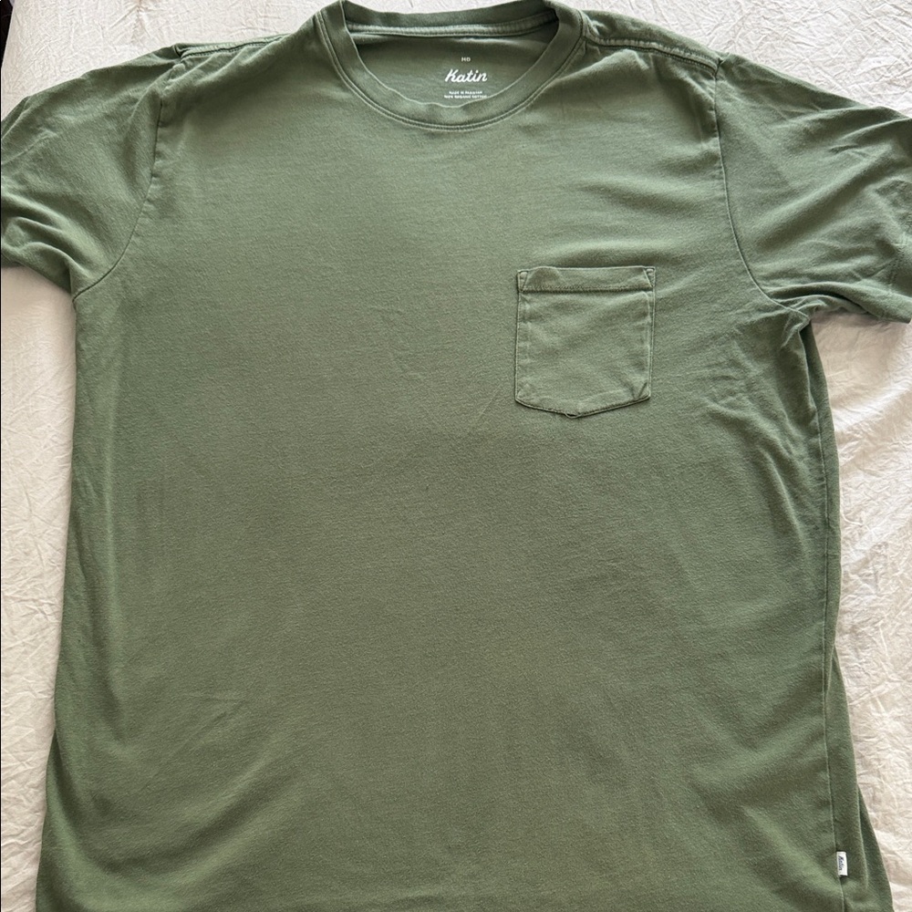 Katin Men's Olive Crew Pocket Tee Organic Cotton